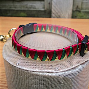 Christmas Cat Collar Breakaway Red Gold and Green image 3