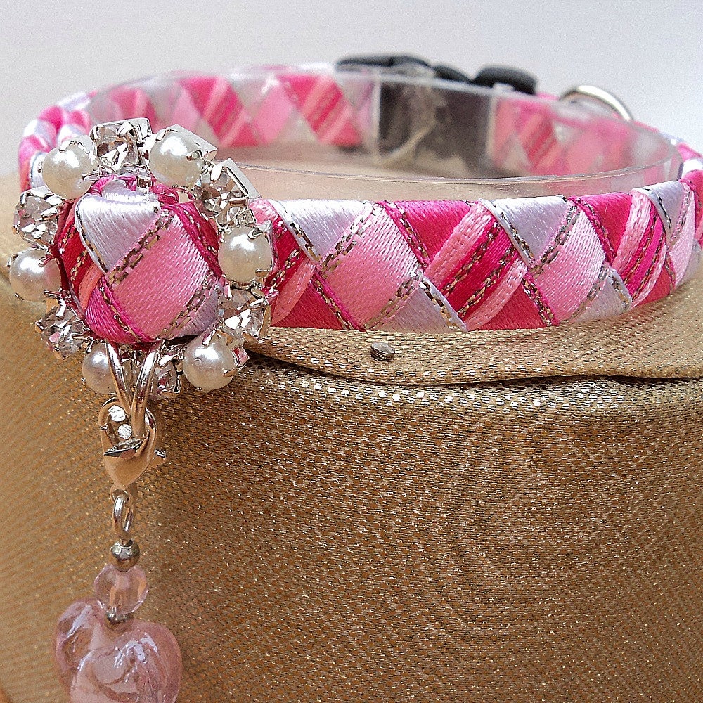 Pink Cat Collar Designer Breakaway Style With Diamante Buckle Etsy