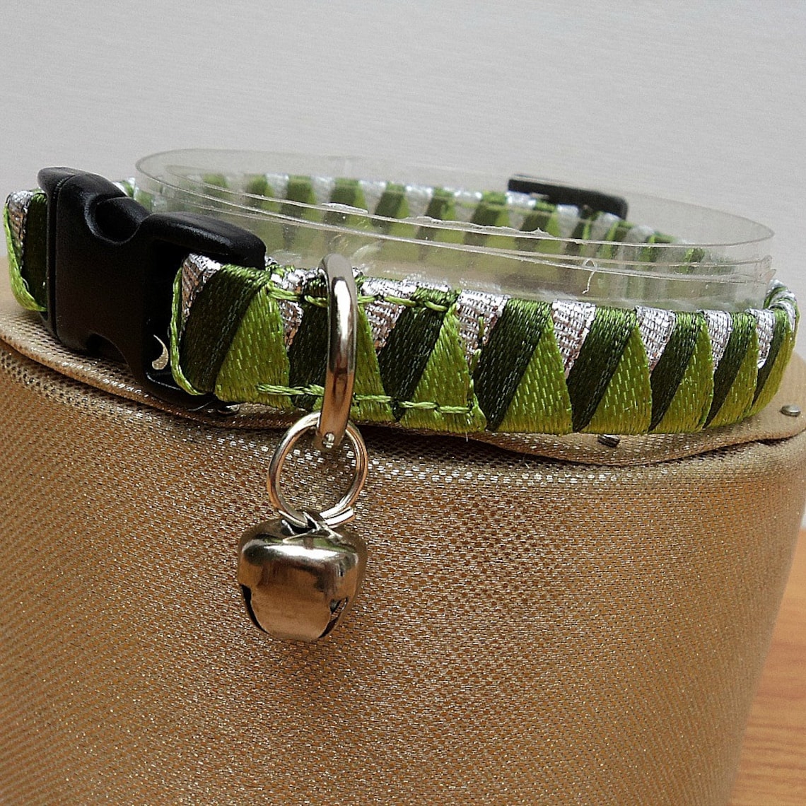 Cat Collar Breakaway in Silver and Green Etsy