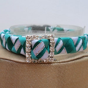 Designer Cat Collar Breakaway in Teal Tartan Effect