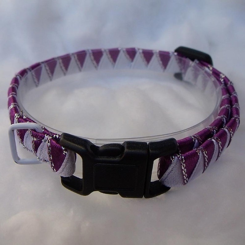 Breakaway Cat Collar Purple and White zig zag Etsy