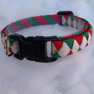 Christmas breakaway cat collar Red and Green image 1