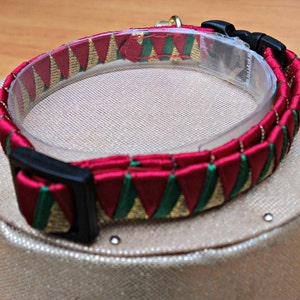 Christmas Cat Collar Breakaway Red Gold and Green image 4
