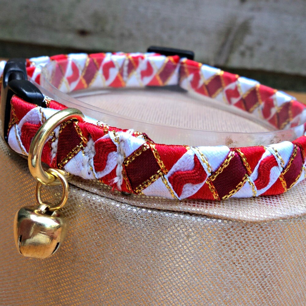 Cat Collar Designer Breakaway Red and White Etsy