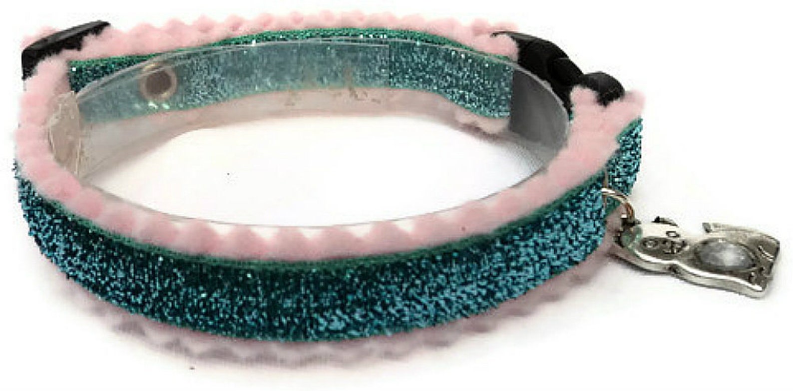 Glitter Cat Collar Breakaway Turquoise With Kitty Charm Etsy