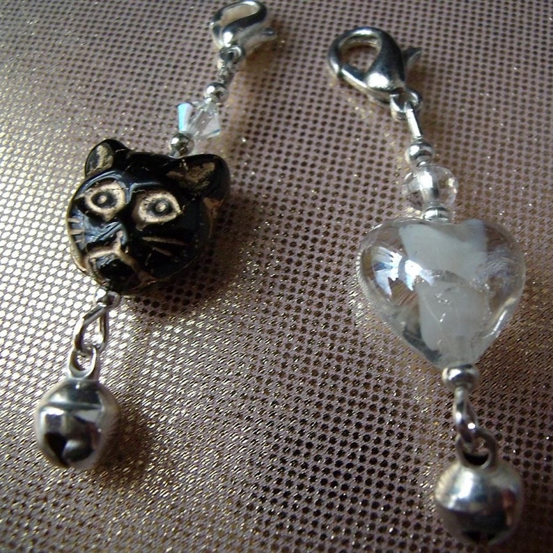 Cat Collar Charms X 2 Black and White Etsy