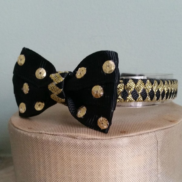 Formal cat collar bow tie Black and Gold