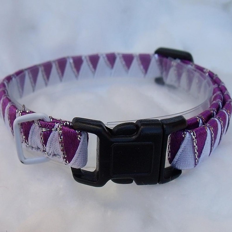 Breakaway Cat Collar Purple and White zig zag Etsy