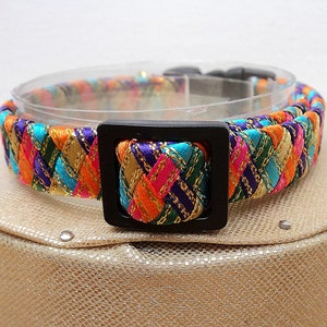 Kitten Collar / Small Cat Collar in Striking Harlequin Colours image 2