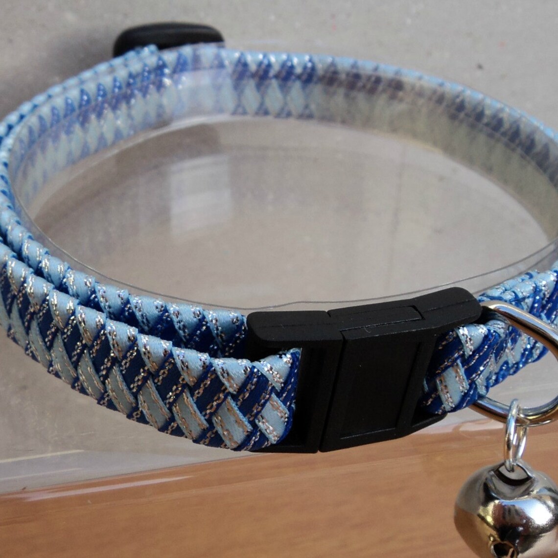 Wide Cat Collar for Large Cat in Blue Diamond Braided Ribbon Etsy
