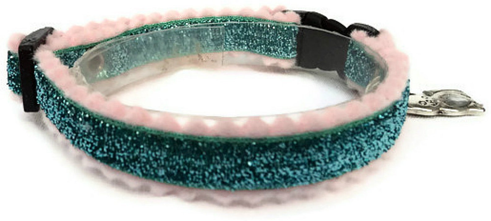 Glitter Cat Collar Breakaway Turquoise With Kitty Charm Etsy