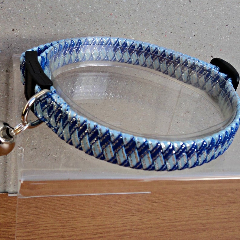 Wide Cat Collar for Large Cat in Blue Diamond Braided Ribbon Etsy