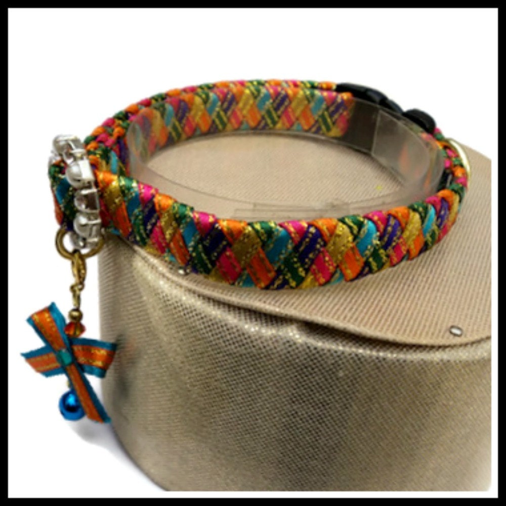 Designer Cat Collar Breakaway in Harlequin Colours Etsy