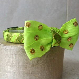 Bow Tie Cat Collar Apple Green and Gold