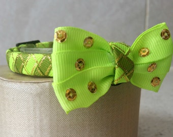 Bow Tie Cat Collar Apple Green and Gold