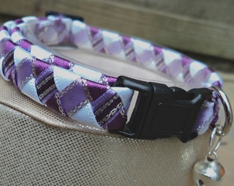 Cat Collar Breakaway Purple Tartan Effect