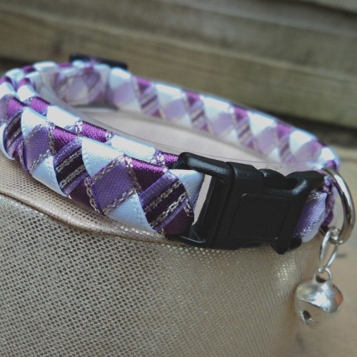 Cat Collar Breakaway Purple Tartan Effect Etsy