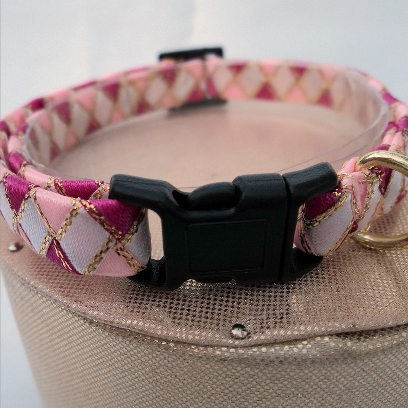Pink Breakaway Cat Collar With White Diamonds Etsy