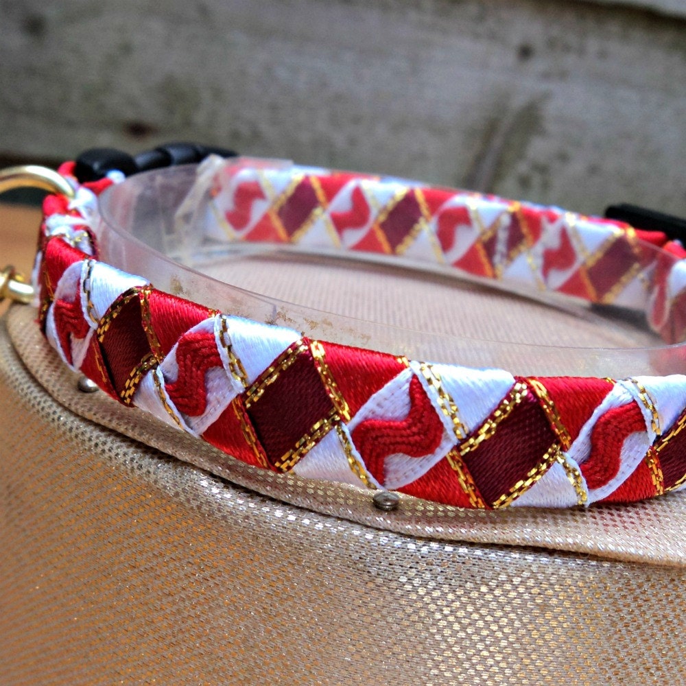 Cat Collar Designer Breakaway Red and White Etsy