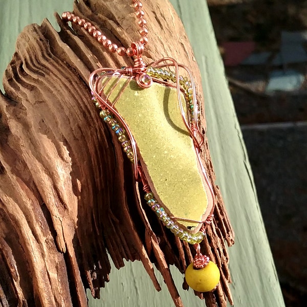Sea Glass Necklace … mustard