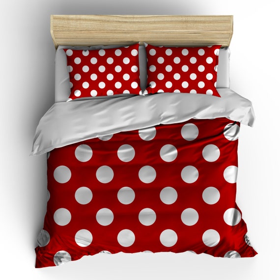 Custom Personalized Red Polka Dots Bedding Available Etsy