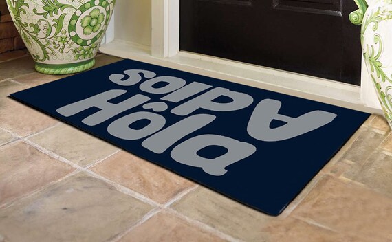 Customize Door Mat Hola Adios 24x18 Any Color Available Etsy