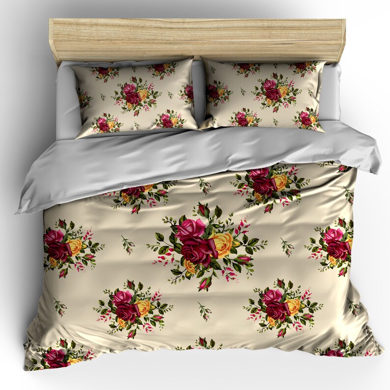 Country Rose Fl Bedding Beige Base Color With Jewel Tone Image 0