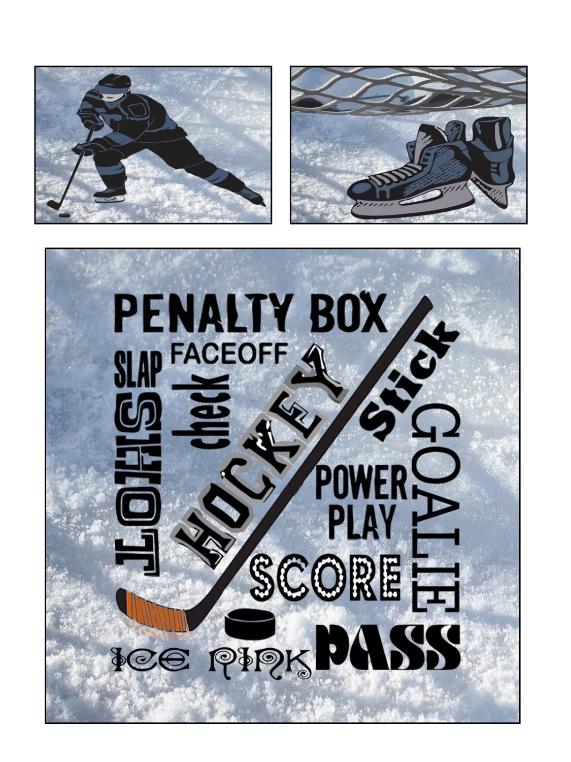 Hockey Words Bedding Phrases and Player toddler Twin Etsy