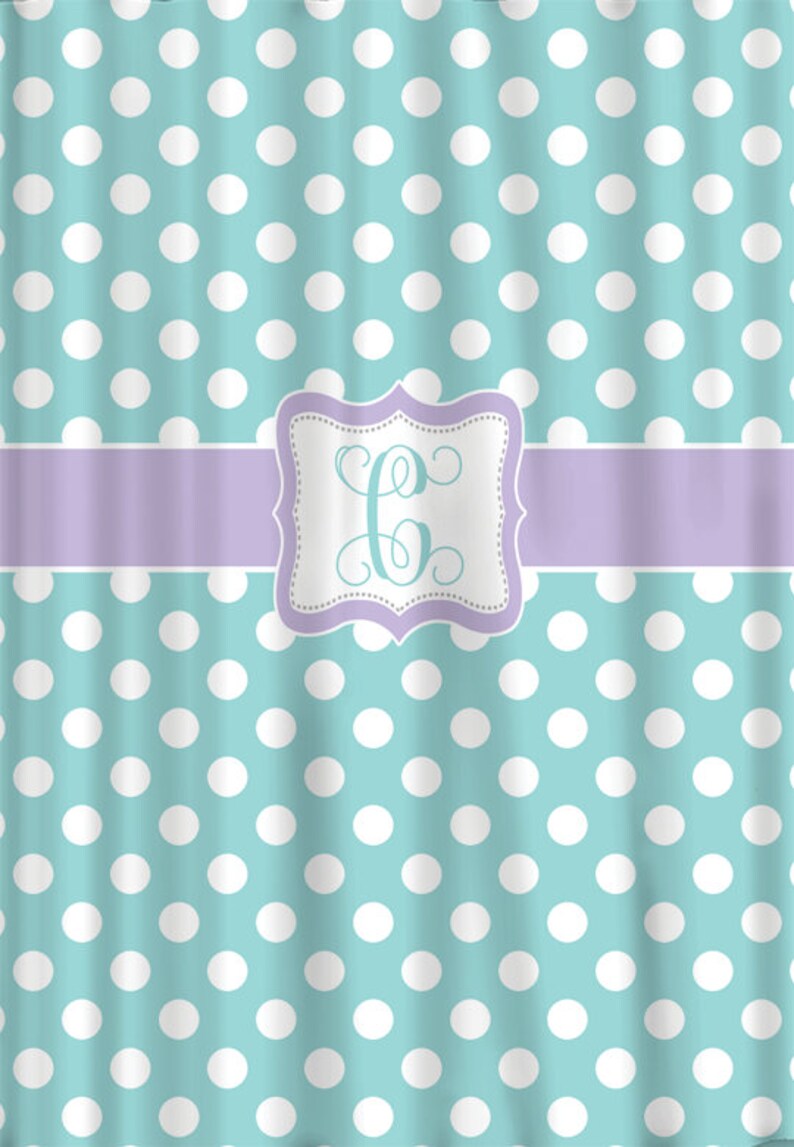 Personalized Polka Dot Shower Curtain Any color with White Etsy