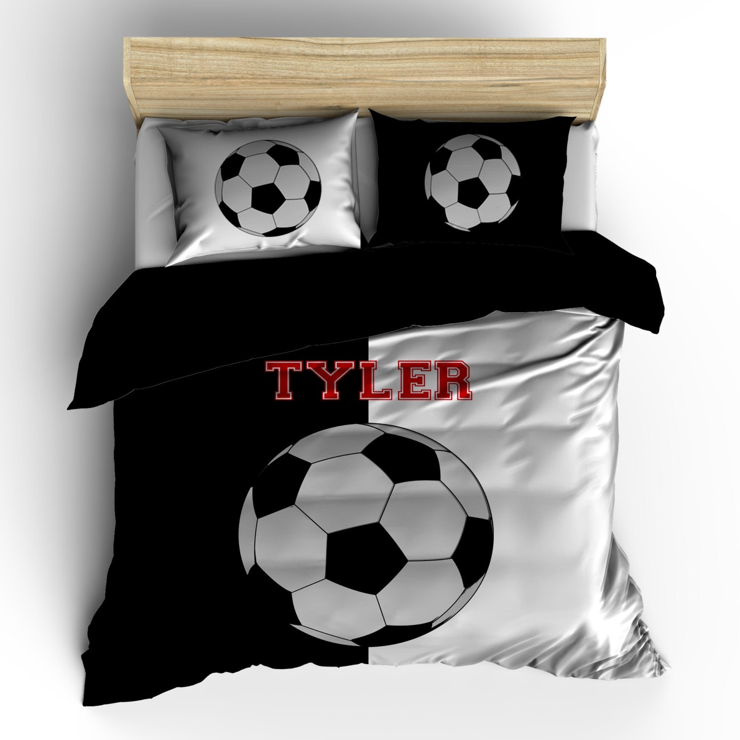 Custom Soccer Bedding It's Black and White Personalized Etsy