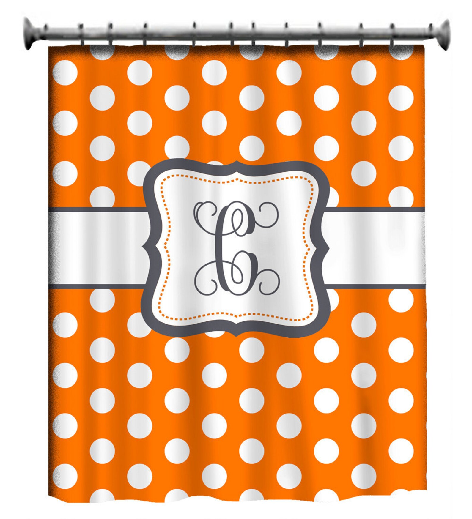 Personalized Polka Dot Shower Curtain Any color with White Etsy