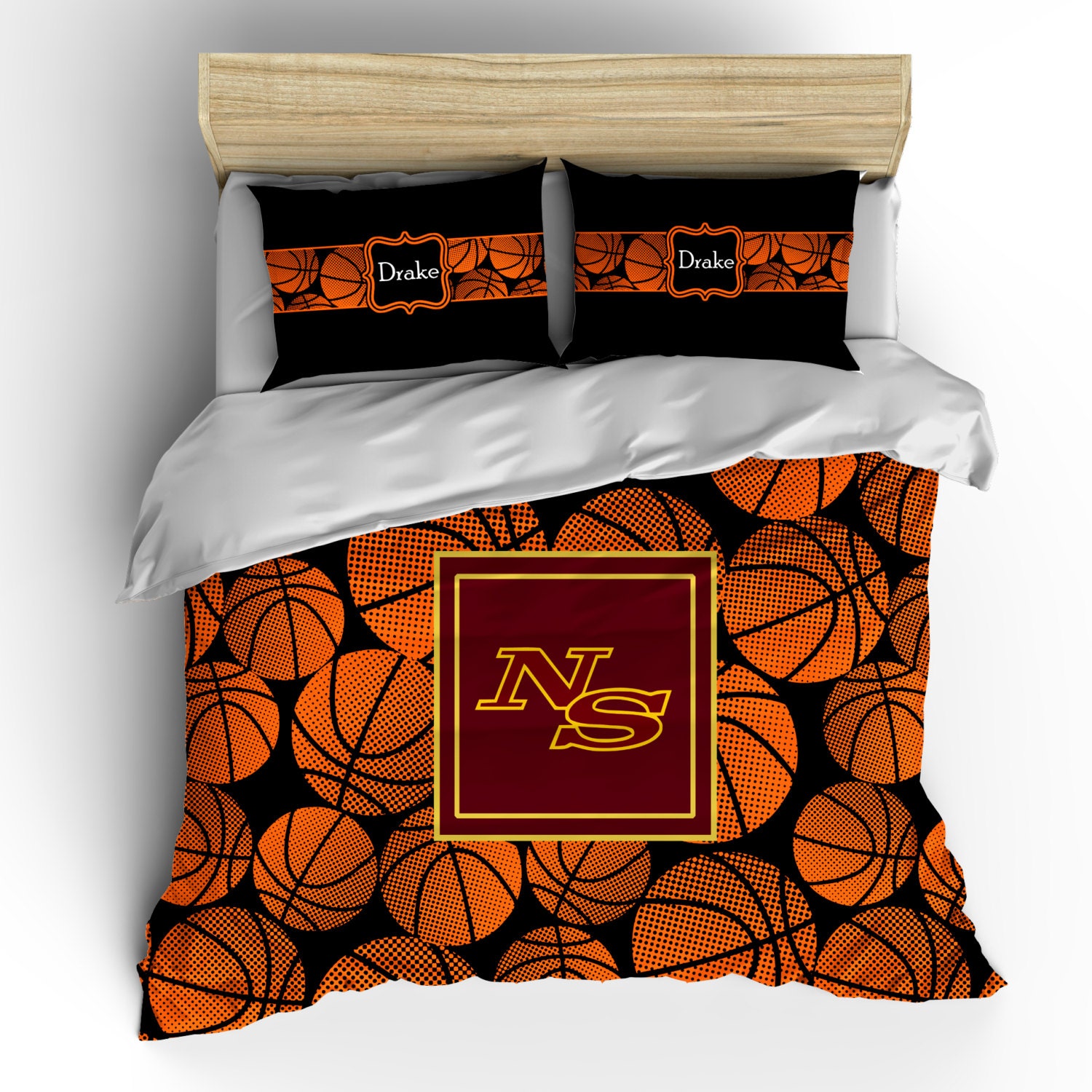 Monogrammed Basketball Duvet Cover or Comforter and | Etsy