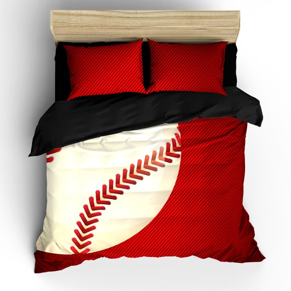 Red And Black Baseball Or Baseball Mom Theme Bedding Available Twin Full Queen And King Size