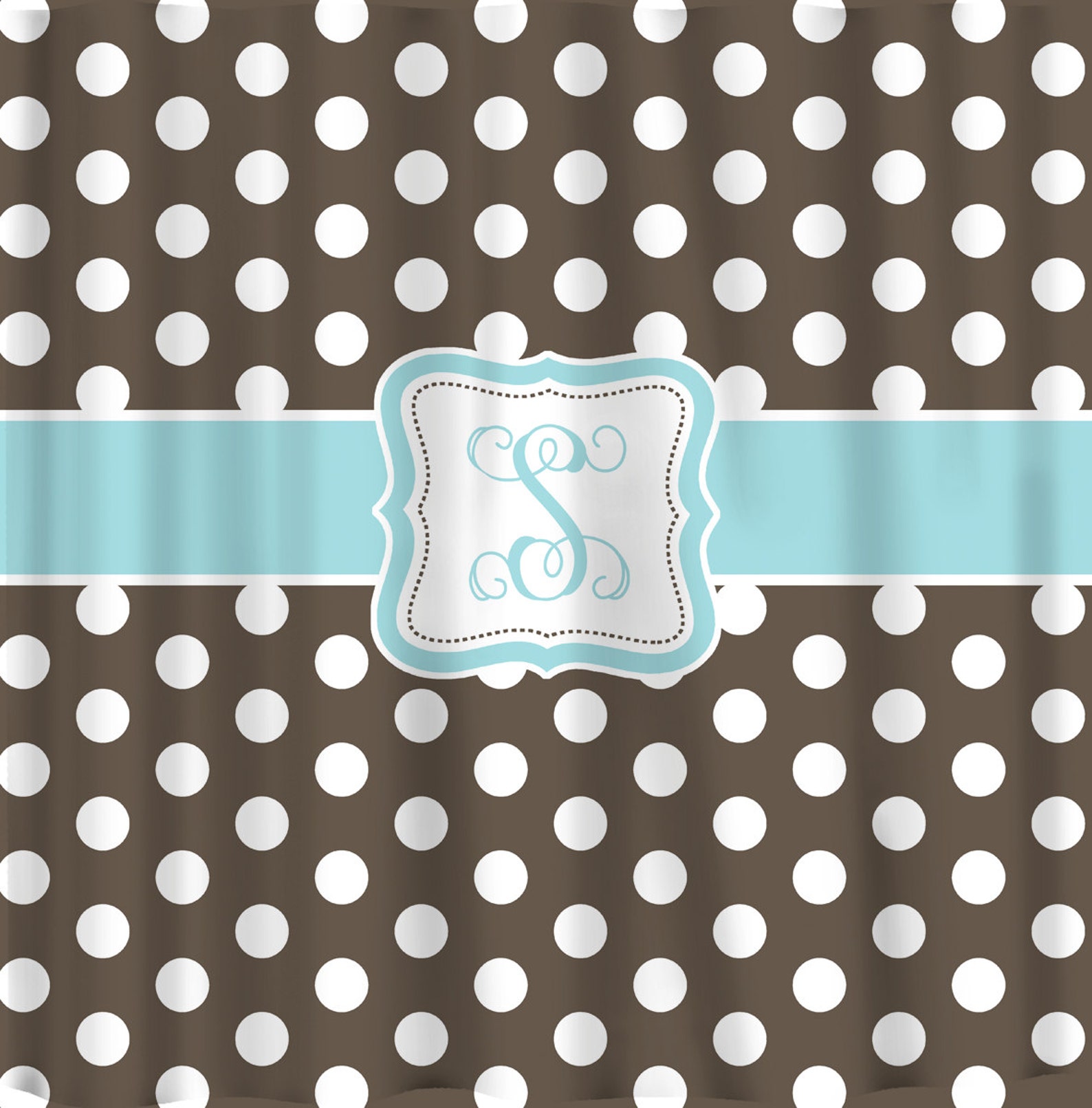 Personalized Polka Dot Shower Curtain Any color with White Etsy