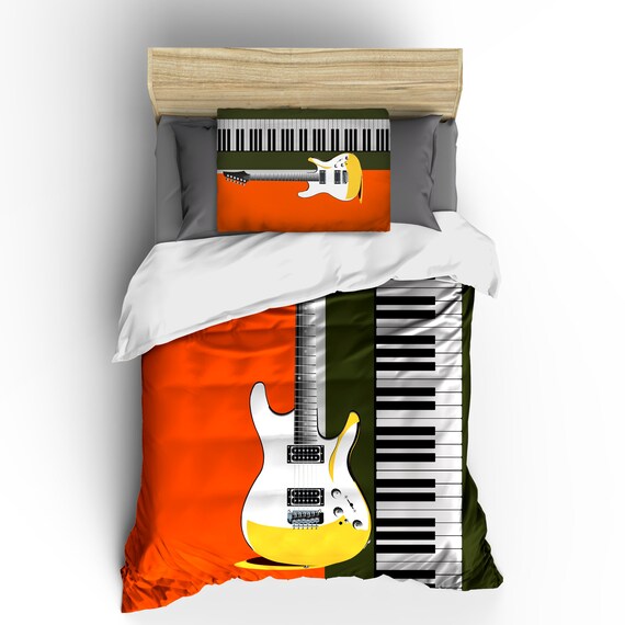 Personalized Custom Rock N Roll Guitar Duvet Cover And Etsy