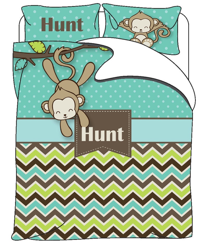 Custom Personalized Little Monkey Bedding Toddler Twin Image 0