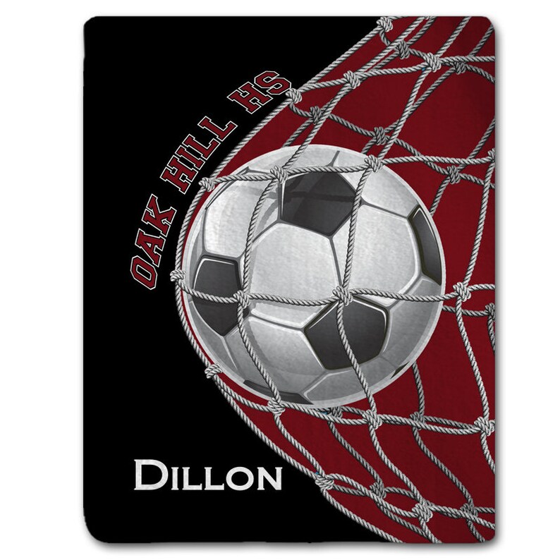 Custom Personalized Soccer Super Plush Fleece Blanket - very soft - Soccer Goal and School Color with Logo, Name Custom Personalized Soccer Super Plush Fleece Blanket - very soft - Soccer Goal and School Color with Logo, Name