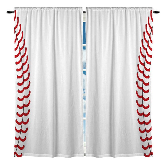 Custom Window Curtain Or Valance Stitched Baseball Theme Any Etsy