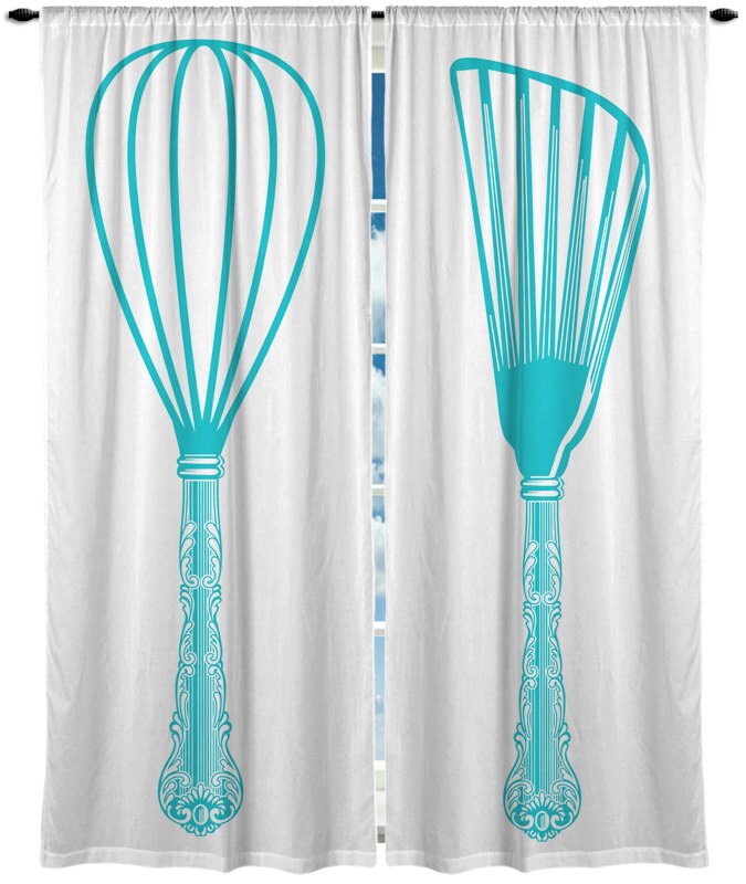 Custom Whisk Spatula or Fork & Knife Window CurtainTurquoise Etsy