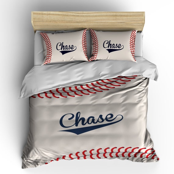 Monogrammed Stitched Baseball Theme, Sports Themed Twin Bedding