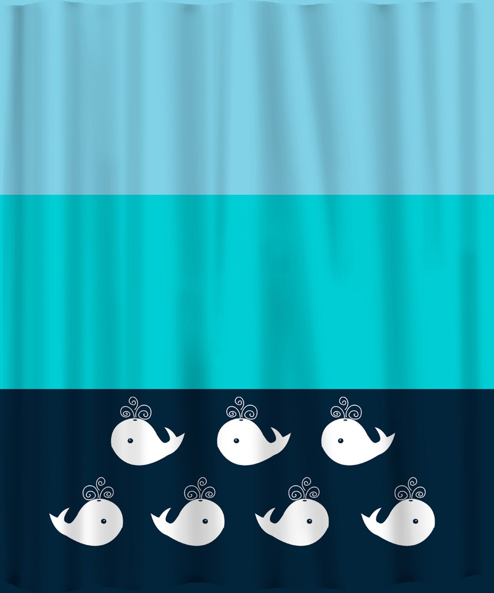 Personalized Shower Curtain Tricolor and Whale Shared Etsy