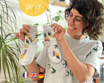 Kit para estampar calcetines: ¡crea tus propios calcetines únicos! Actividad manual ideal para principiantes.