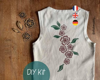 Kit de impresión de ropa: recicla tu ropa con sellos de flores