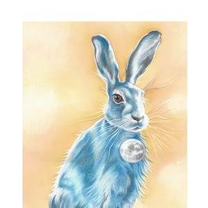 HASE Art Print - Mystische Hase, Mondhase, mystische Kunst, Giclee Kunstdruck, Hase Geschenk