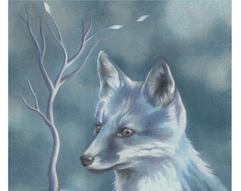 Fox Fine Art Print - mystical fox drawing