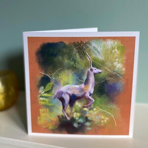 Carte de voeux de cerf - carte d'art de cerf, carte d'art de cerf, carte d'art de forêt