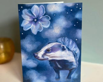 Badger greeting card - mystical wildlife art