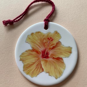 Hibiscus flower decoration ceramic tropical flower image 2