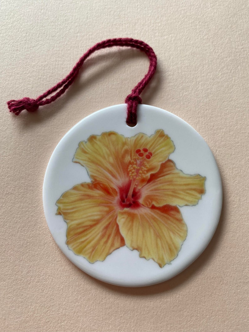 Hibiscus flower decoration ceramic tropical flower image 2