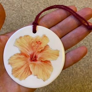 Hibiscus flower decoration ceramic tropical flower image 3